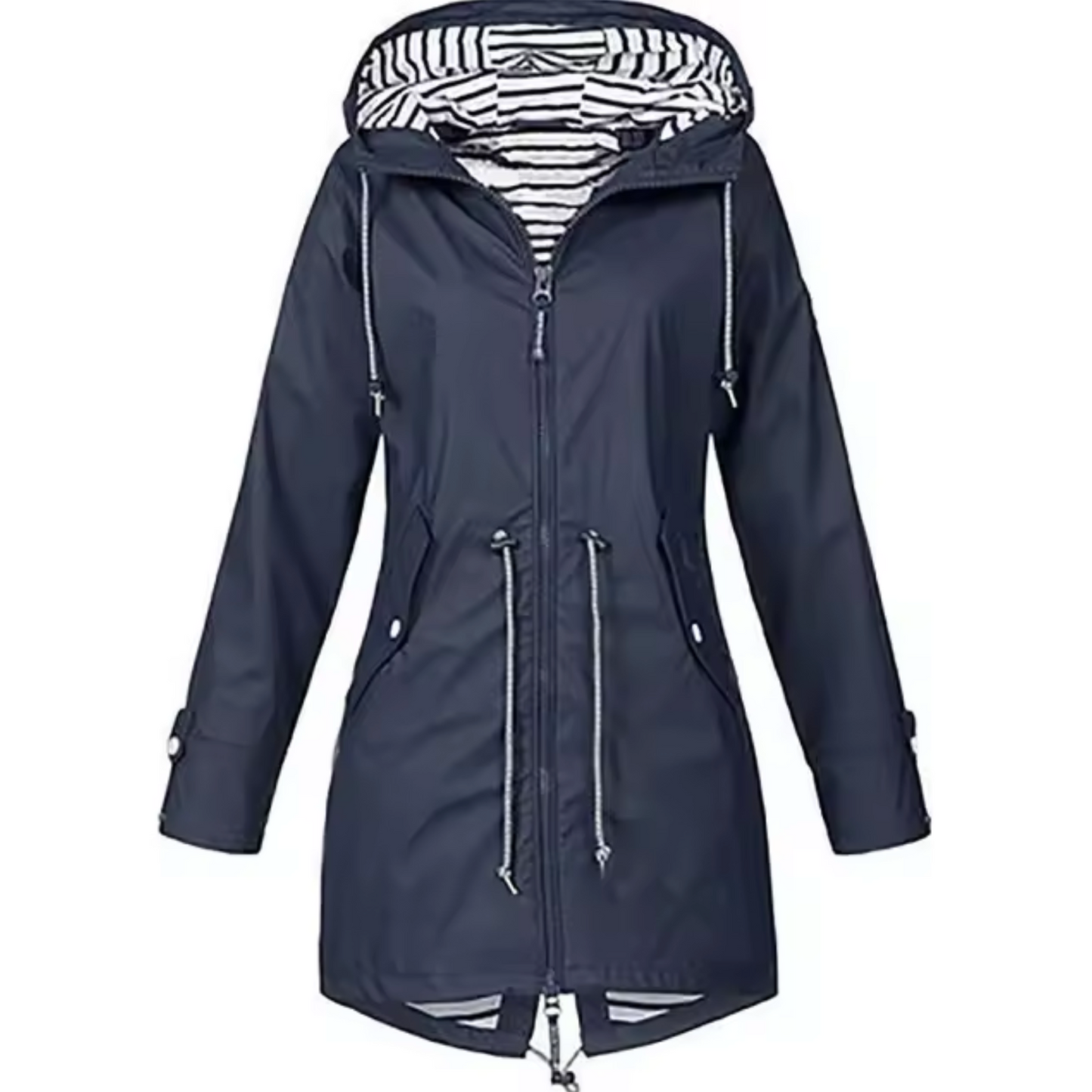 Parka med Stribet For og Snøre