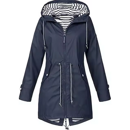 Parka med Stribet For og Snøre