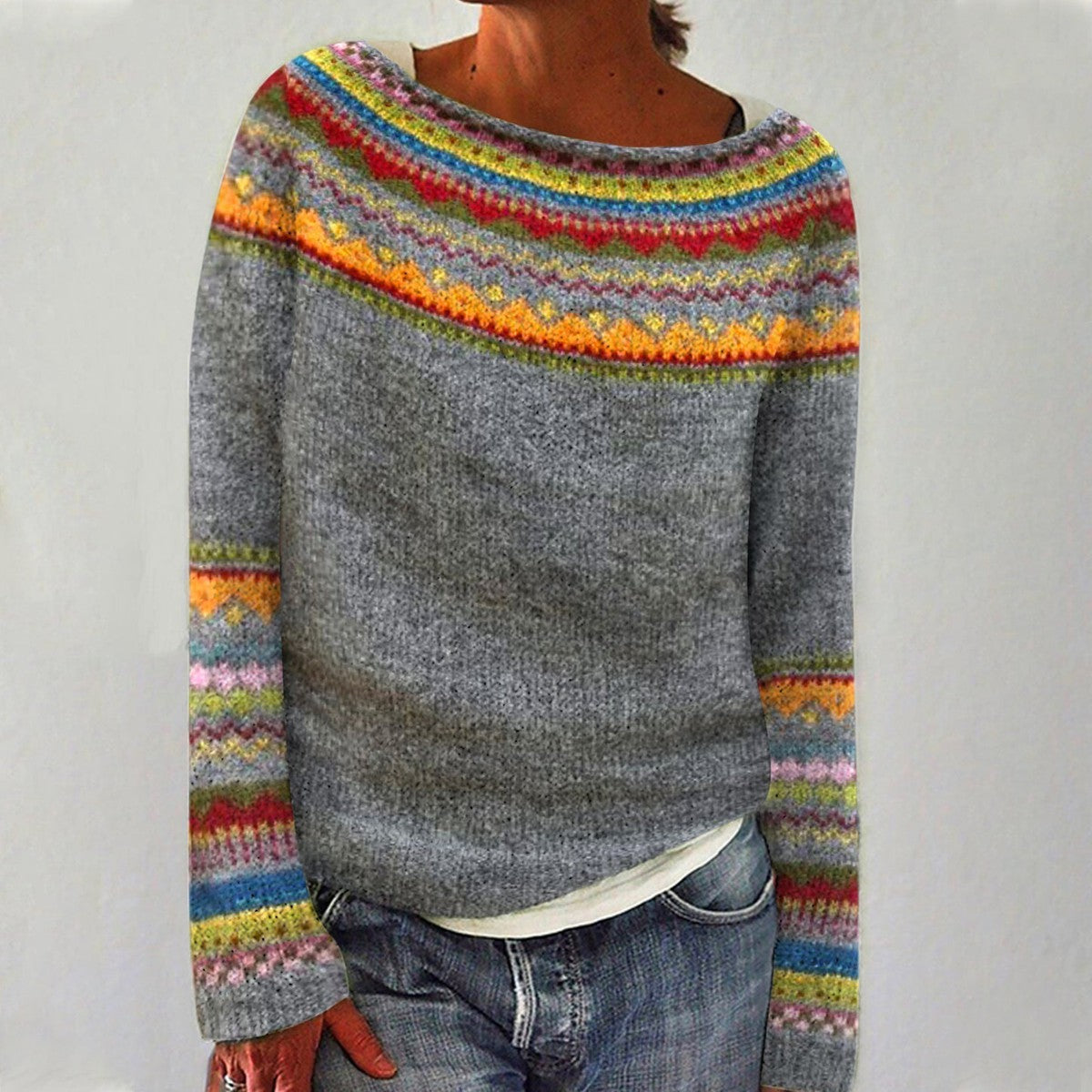 Frederikke | Retro-inspireret strikpullover med rund hals