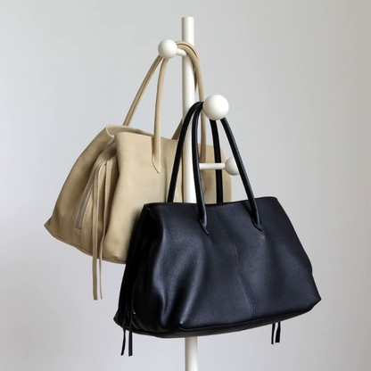 Dame Shoulder Bag med Lynlåslommer og Håndtag