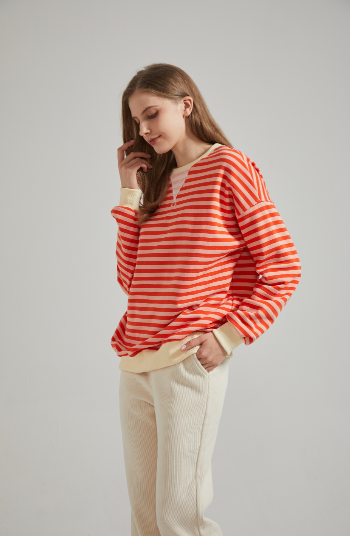 Stilfuld Elegant Oversized stribet sweater