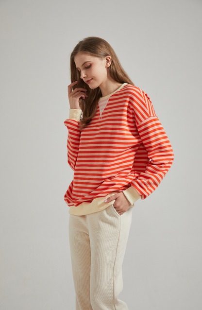 Stilfuld Elegant Oversized stribet sweater
