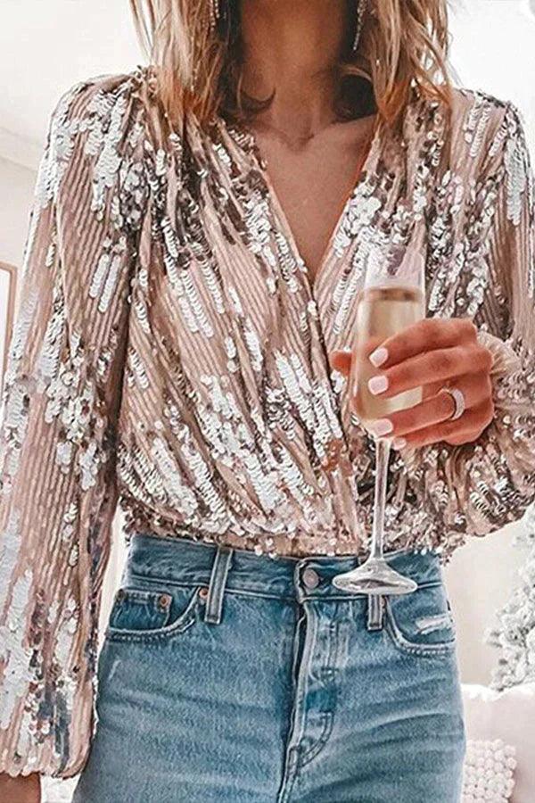 Kvalitets Moderne Elegant Stilfuld Glimmerbluse