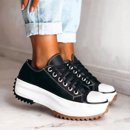 Dame Afslappede Snørebånd Platform Hverdag Sneakers