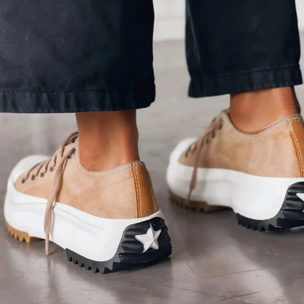 Dame Afslappede Snørebånd Platform Hverdag Sneakers