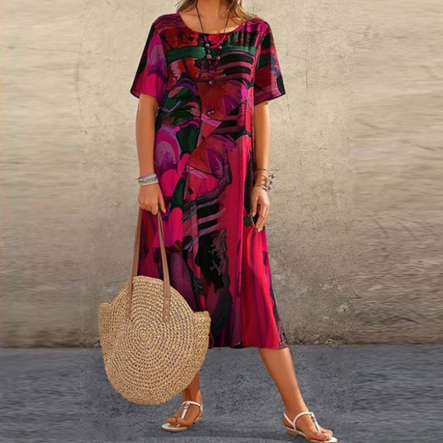 Dame Elegant Stilfuld Casual Midikjole