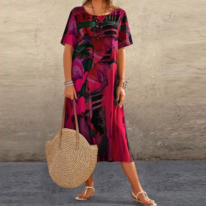 Dame Elegant Stilfuld Casual Midikjole