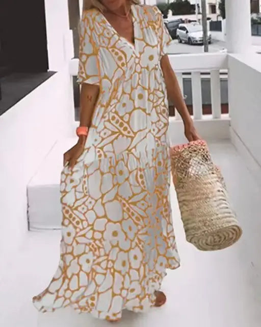 Dame Elegant Komfortabel Sommer Maxikjole