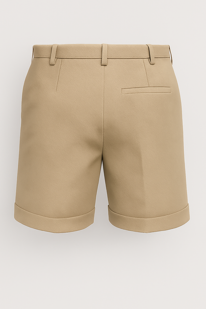 Afslappet Letvægts Beige Herreshorts Med Læg