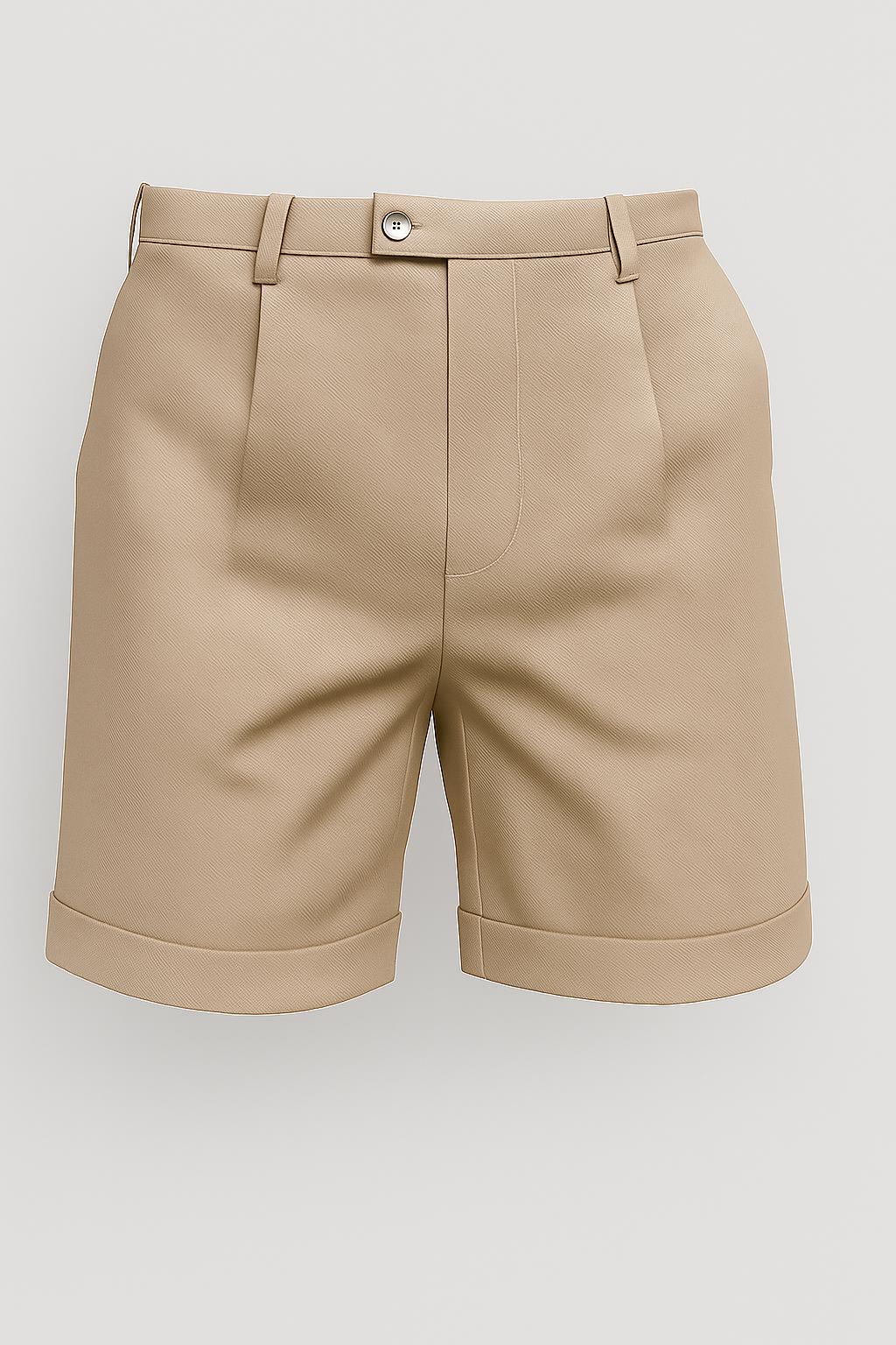 Afslappet Letvægts Beige Herreshorts Med Læg