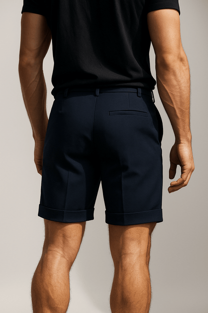 Stilfulde Marineblå Herreshorts Med Læg