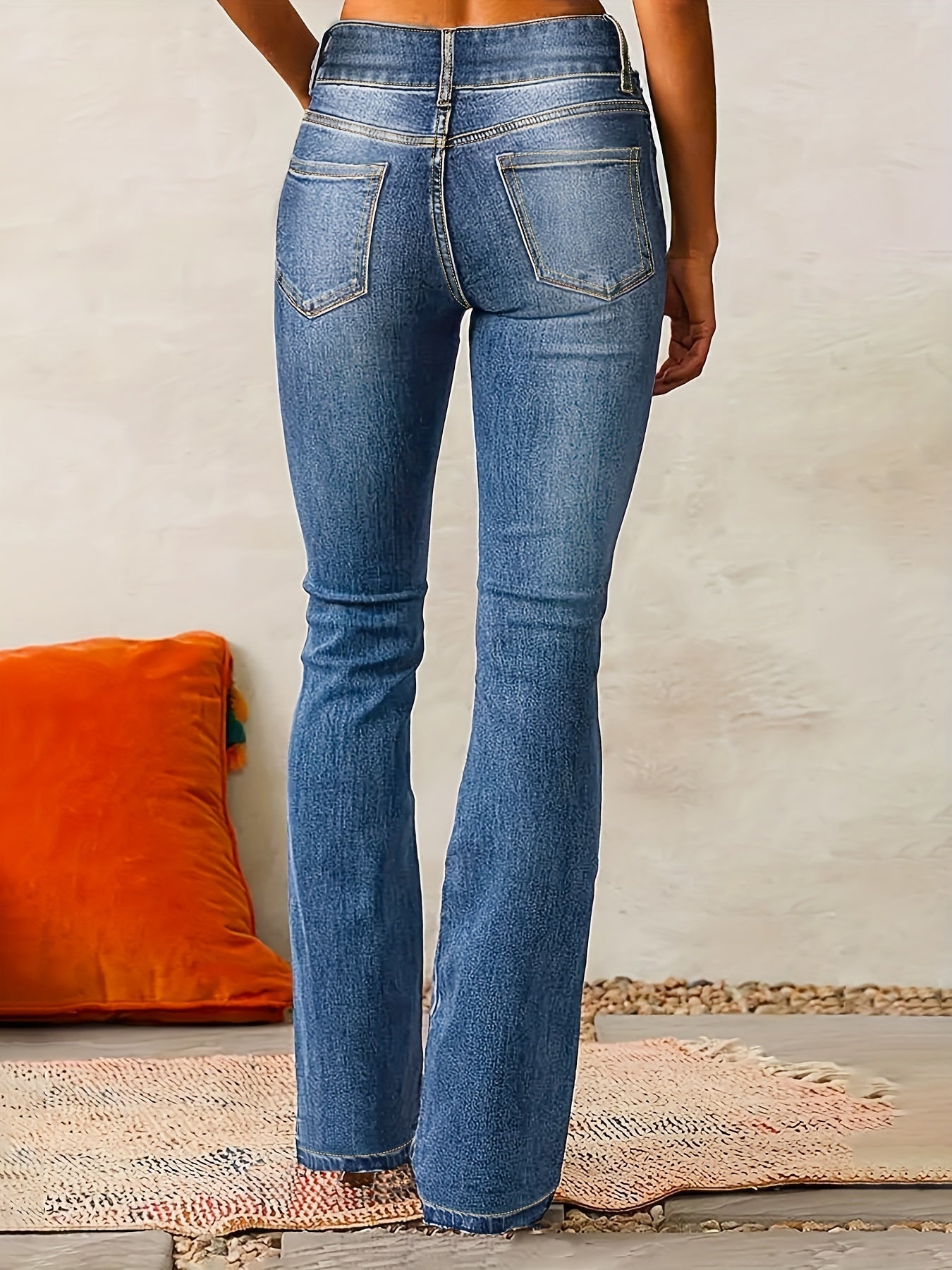 Højtaljede Dame Flared Jeans til Foråret