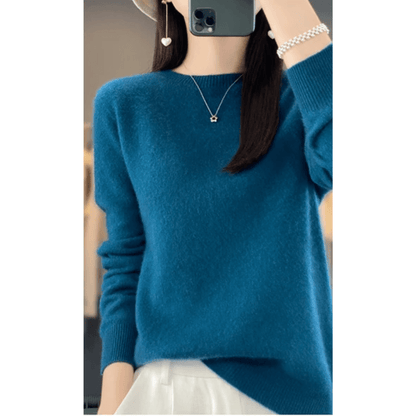 Elegant Blød Strikket Pullover Sweater