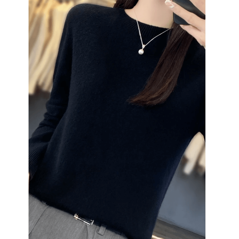 Elegant Blød Strikket Pullover Sweater