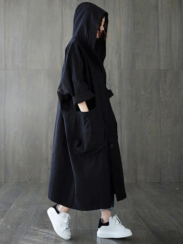 Vigga | Trenchcoat med hætte og elegant lang pasform