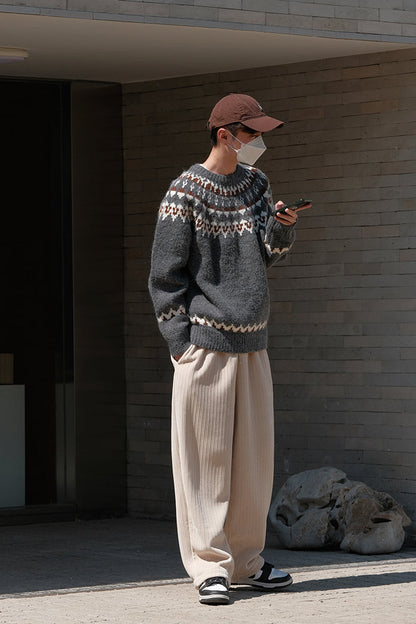Lina - Fair Isle-sweater med smal pasform og ribbede