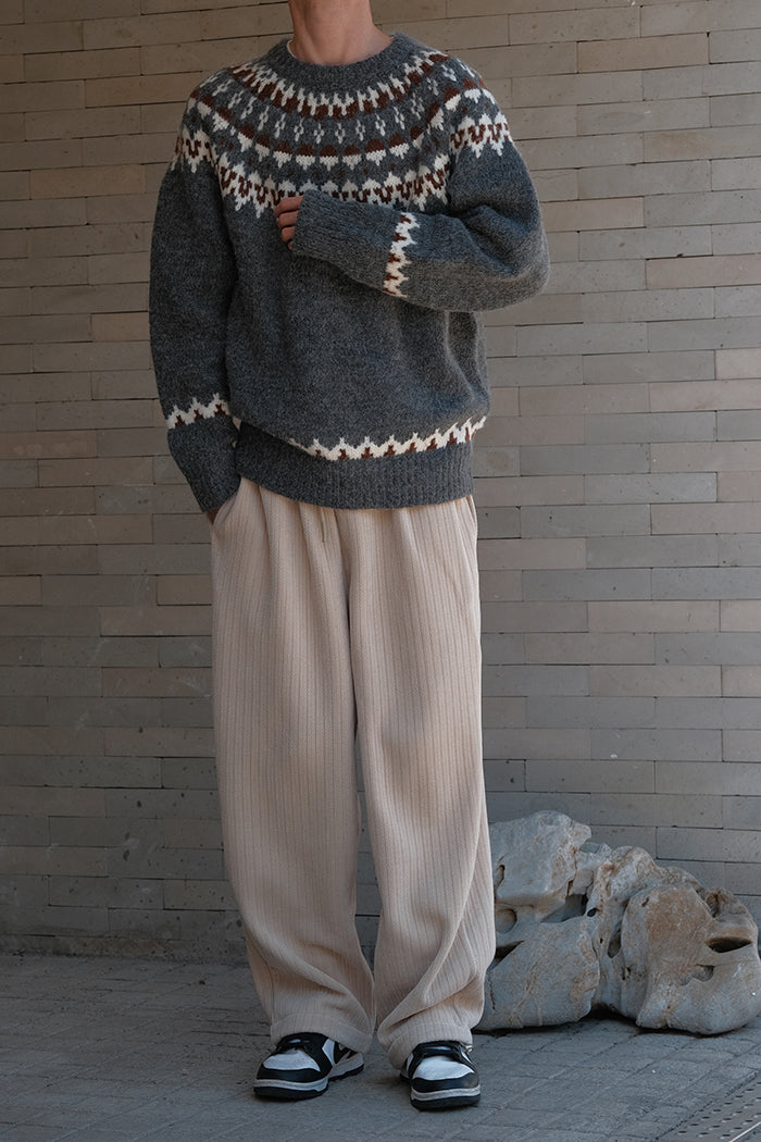Lina - Fair Isle-sweater med smal pasform og ribbede