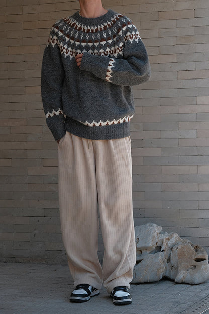 Lina - Fair Isle-sweater med smal pasform og ribbede