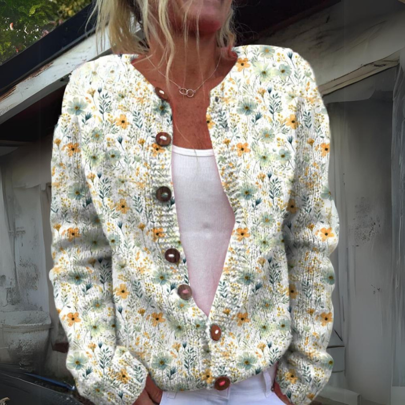 Stilfuld Smuk Cardigan med Blomstermønster