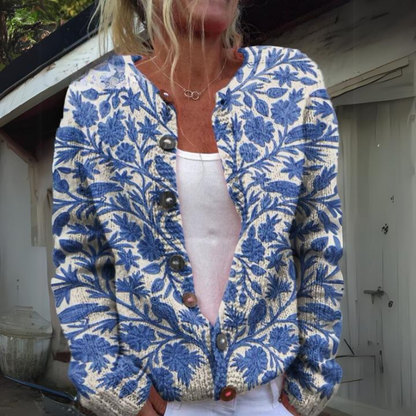Stilfuld Smuk Cardigan med Blomstermønster