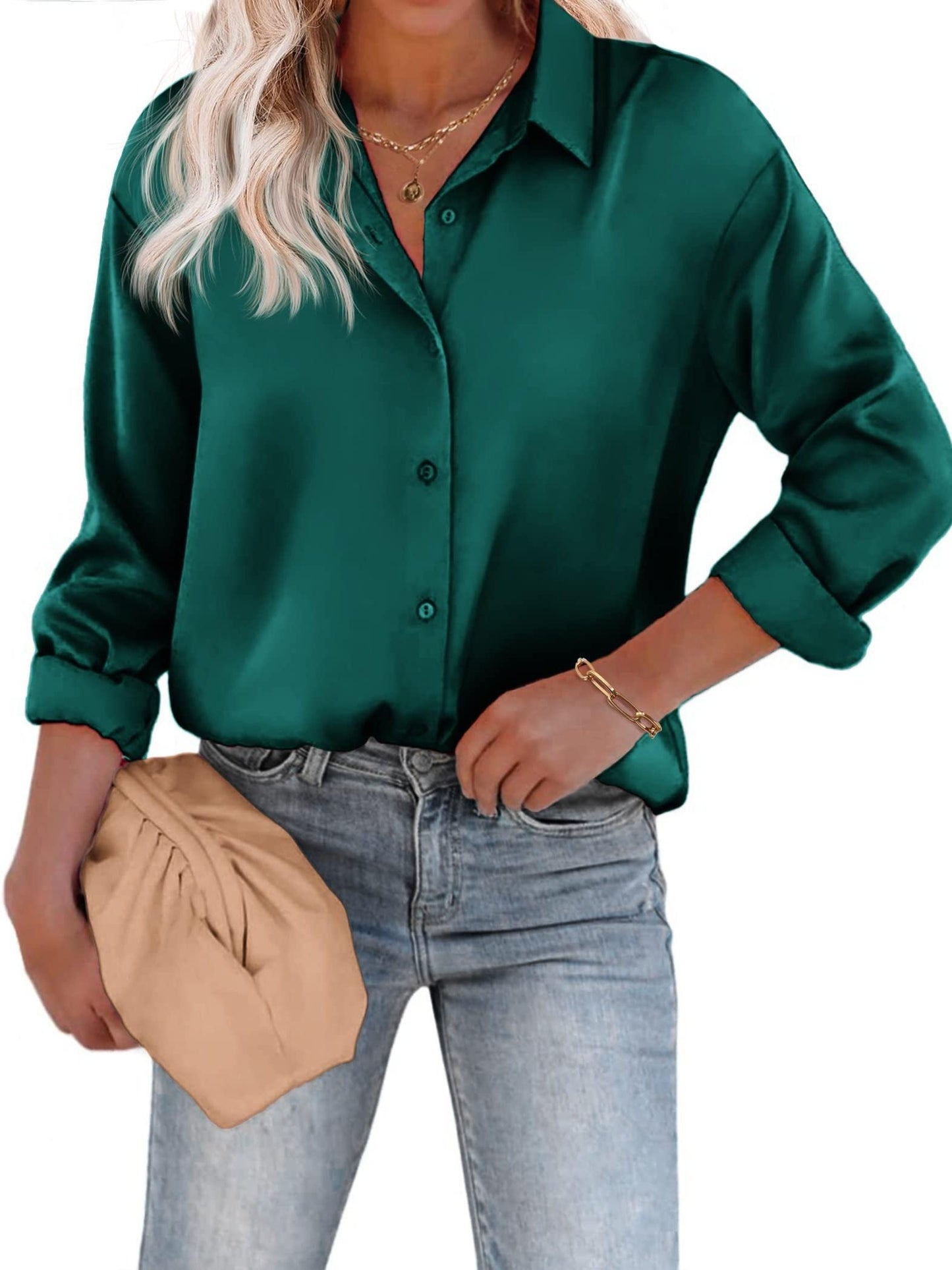 Afslappet Elegant Skjortebluse Med Knapper