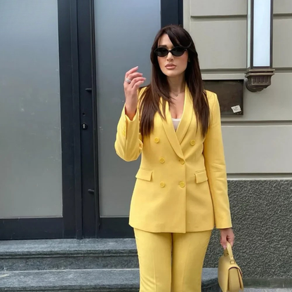 Elegant Formelt Sæt med Skræddersyet Lang Blazer til Dame