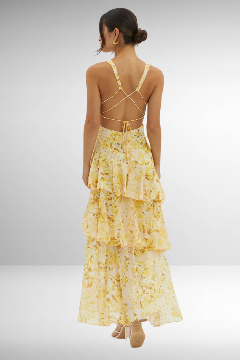 Dame Forårs Elegant Blomstret Lagdelt Sommer Maxi Kjole