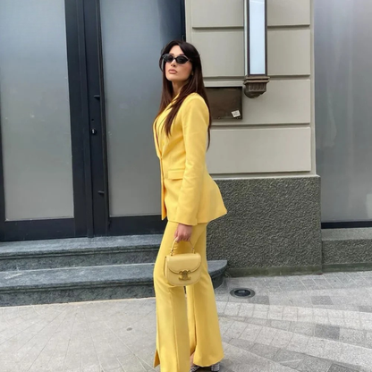 Elegant Formelt Sæt med Skræddersyet Lang Blazer til Dame