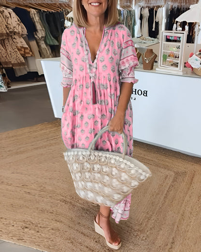 Dame Elegant Stilfuld Casual Midi-Kjole