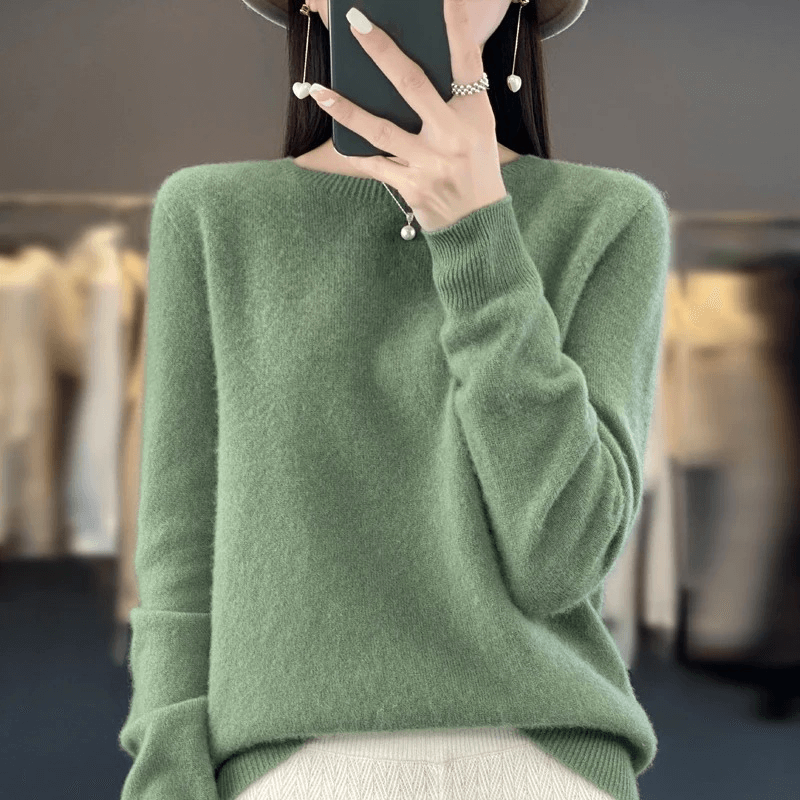 Elegant Blød Strikket Pullover Sweater