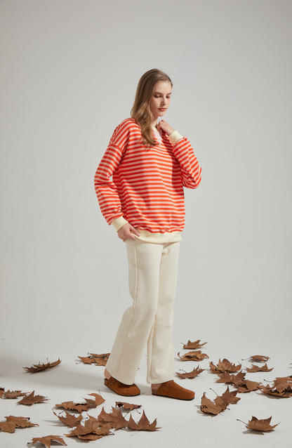 Stilfuld Elegant Oversized stribet sweater