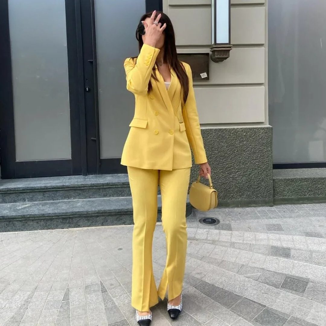 Elegant Formelt Sæt med Skræddersyet Lang Blazer til Dame