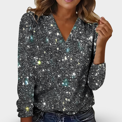 Stilfuld Elegant V-hals Diamant Bluse