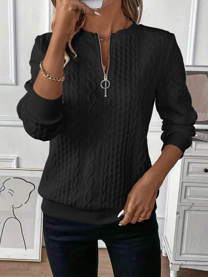 Moderne Elegant Stilfuld Kabelstrikket Zip-Sweater
