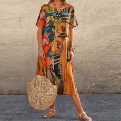 Dame Elegant Stilfuld Casual Midikjole