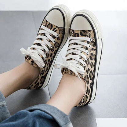 Seraphina - Moderne flade sneakers med leopardprint og