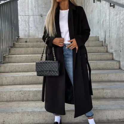 Dame Trenchcoat med Bælte og Frontknapper