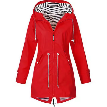 Parka med Stribet For og Snøre