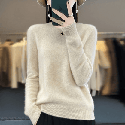 Elegant Blød Strikket Pullover Sweater