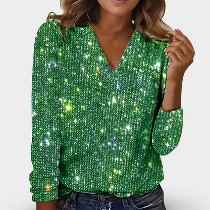 Stilfuld Elegant V-hals Diamant Bluse