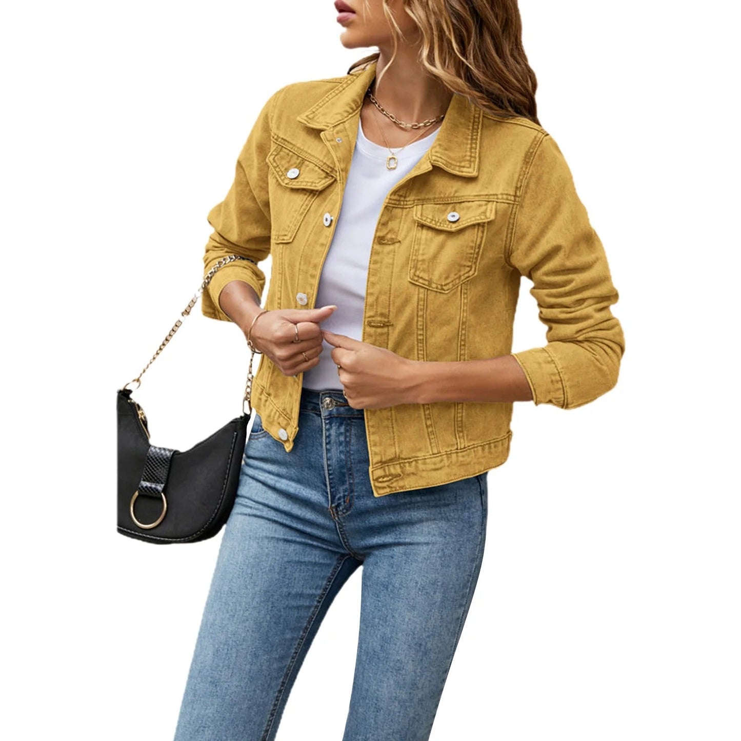Moderne Behagelig Stilfuld Casual Denimjakke