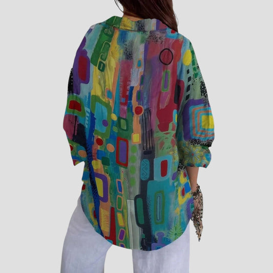 Sanne | Elegant bluse med geometrisk mønster og let pasform