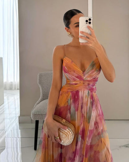 Dame Forårs Elegant Blomstret Sommer Maxi Kjole