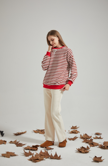 Stilfuld Elegant Oversized stribet sweater