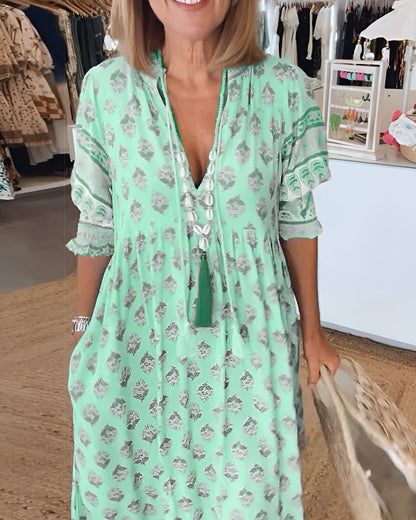 Dame Elegant Stilfuld Casual Midi-Kjole
