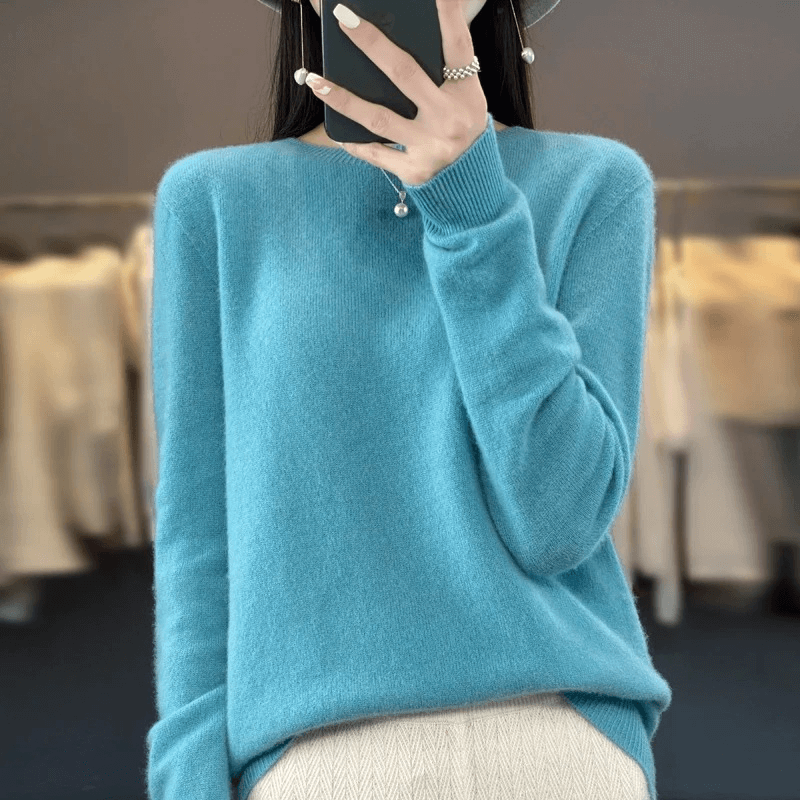 Elegant Blød Strikket Pullover Sweater