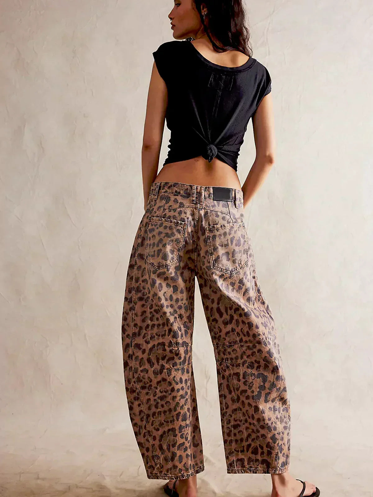 Dame Tør Leopard Løs Pasform Jeans