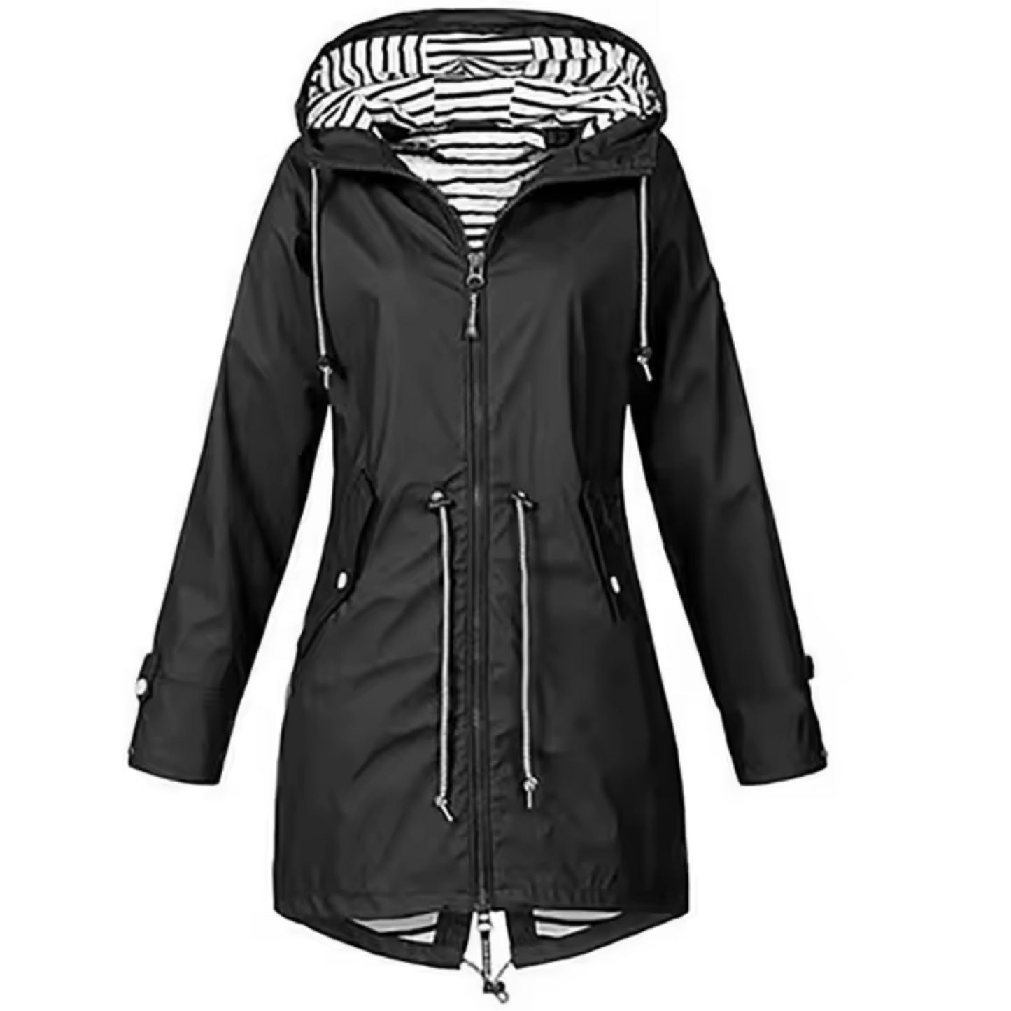 Parka med Stribet For og Snøre