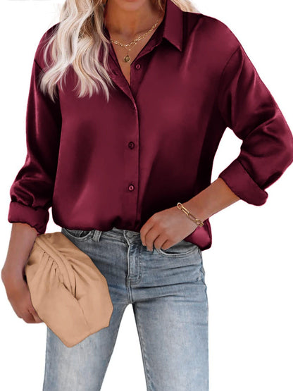 Afslappet Elegant Skjortebluse Med Knapper