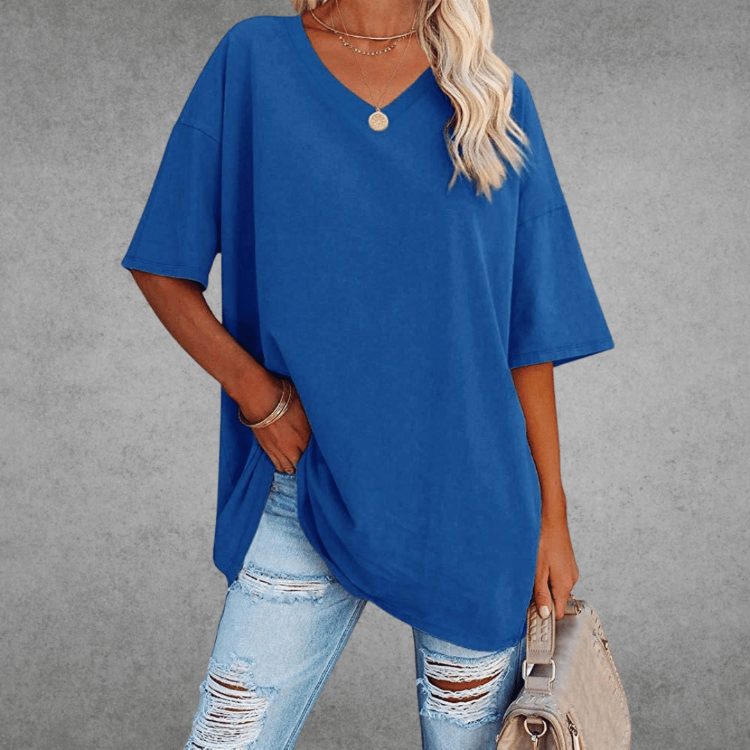 Moderne Stilfuld Oversized V-Neck T-shirt